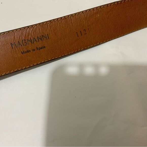 Magnanni Men’s Catalux Leather Dress Belt - 1121- Cuero Brown distressed Size 36 - Picture 5 of 11